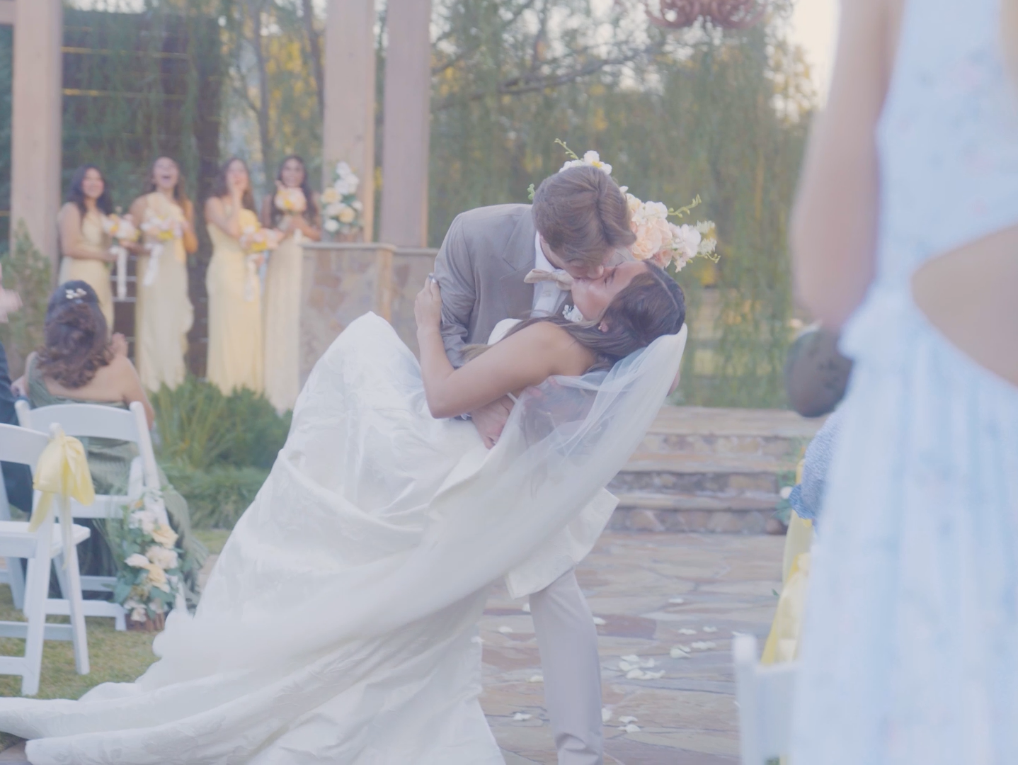 Couple photographed during their wedding ceremony